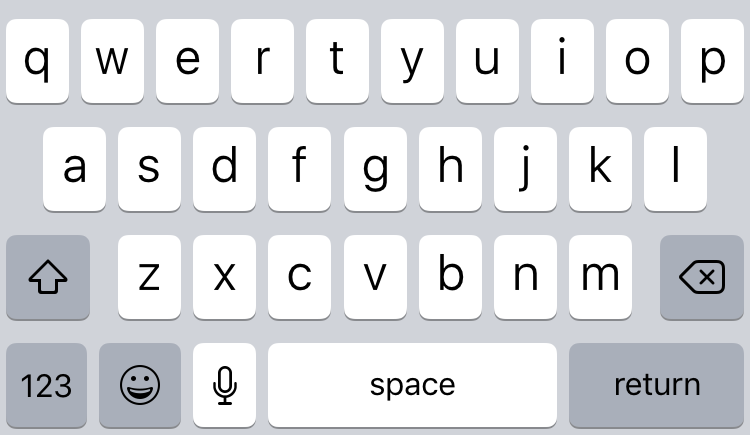 Una tipica tastiera su schermo su iPhone o iPad